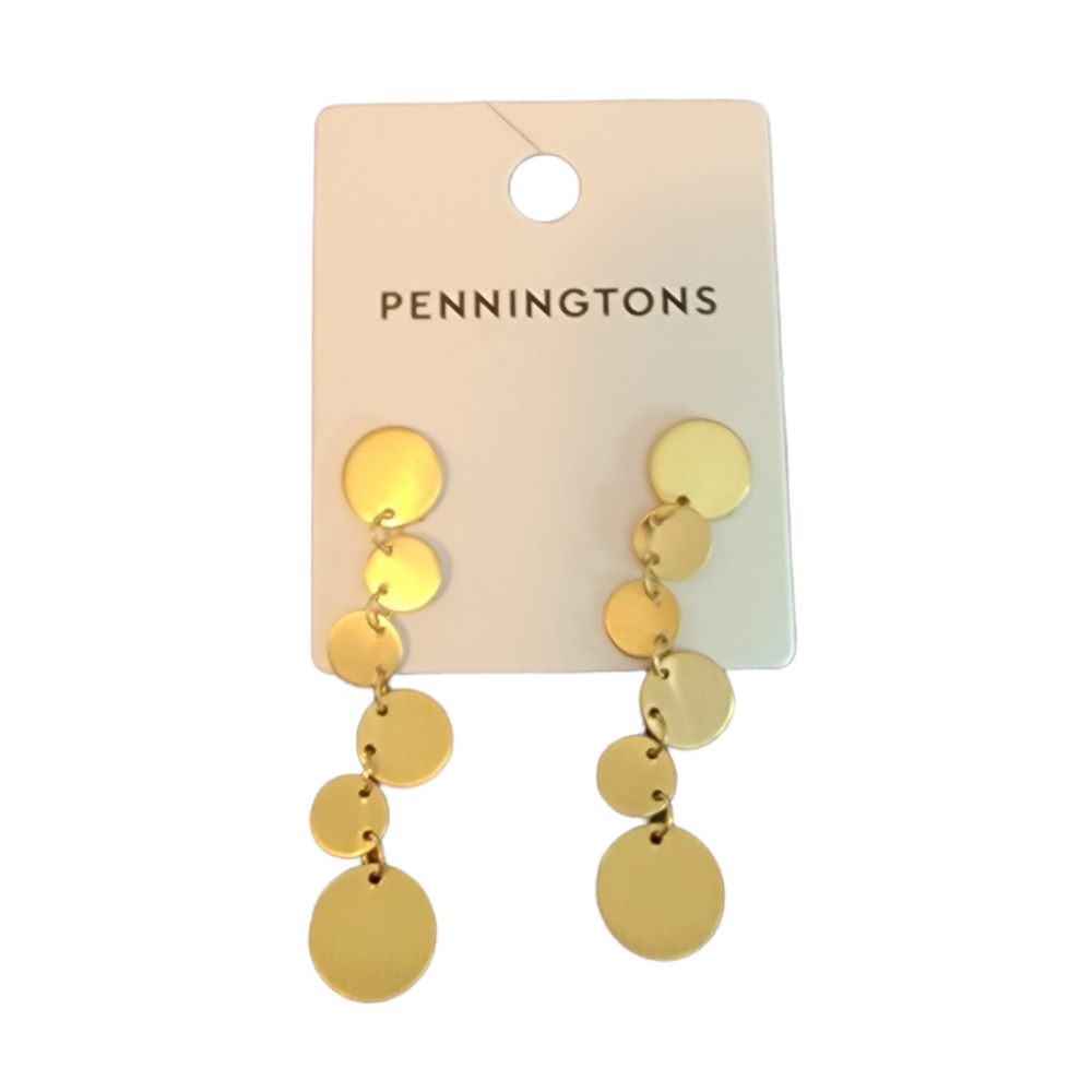 Gold Penningtons Circle Pendant Earrings